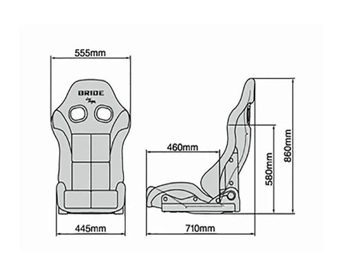 Bride Seats Silver FRP Shell Low Cushion Black &amp; Blue Stradia II Reims Reclining Seat